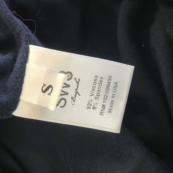 SW3 Bespoke Navy Blue Jersey Knit Asymmetrical Skirt NEW Small Raw Hem - Picture 6 of 7